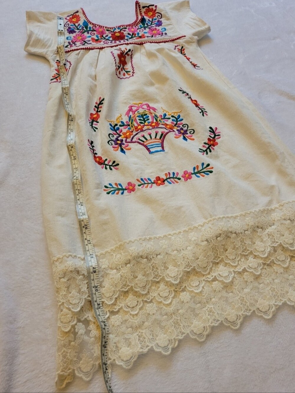 Beautiful mexican puebla linen Embroiry dress. - Picture 3 of 4
